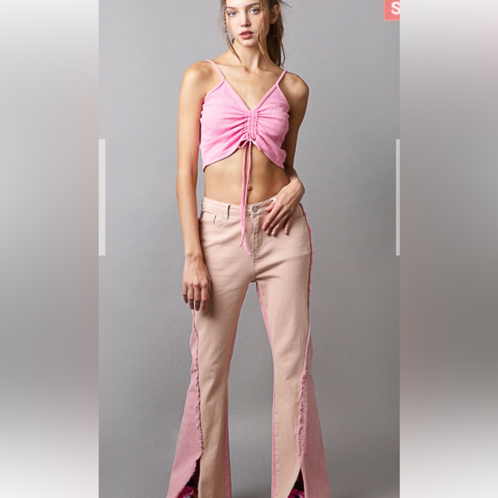 POL Pink multi Flare Jeans
